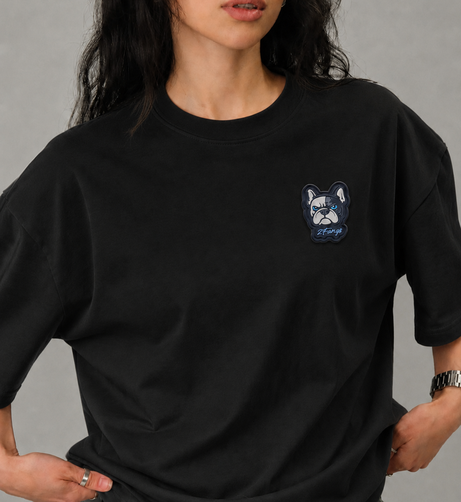 2FANGS - CREWNECK T-SHIRT WITH 3D PVC RELIEF LOGO